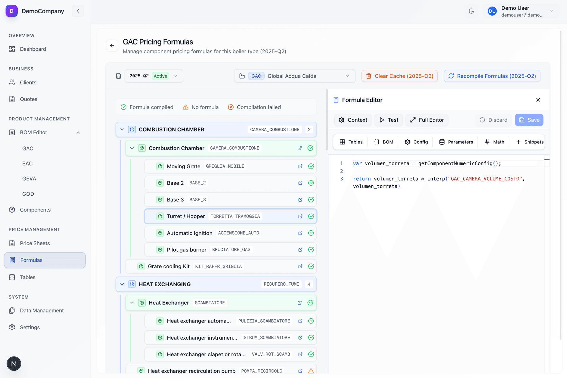CPQ Platform Pricing Formula Editor
